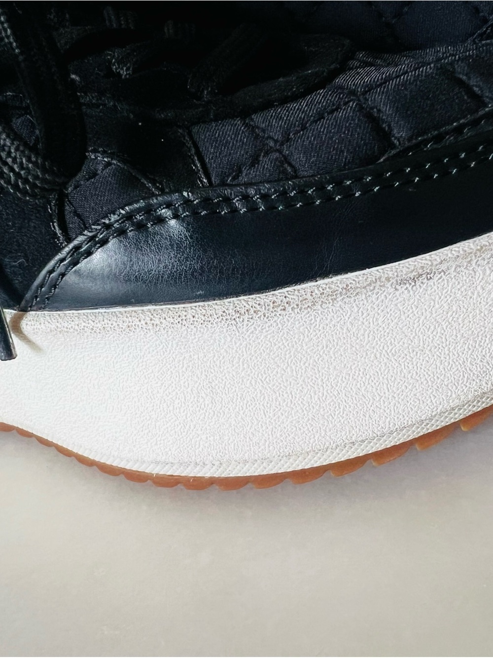 Zara Black Quilted Sneakers with White Soles and Brown Toe Accents - Picture 5 of 12